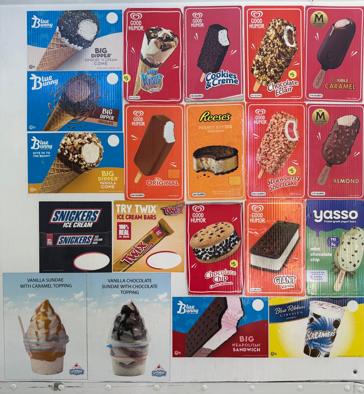 Premium ice cream bars — Magnum, Snickers, Twix, Reese's, Good Humor